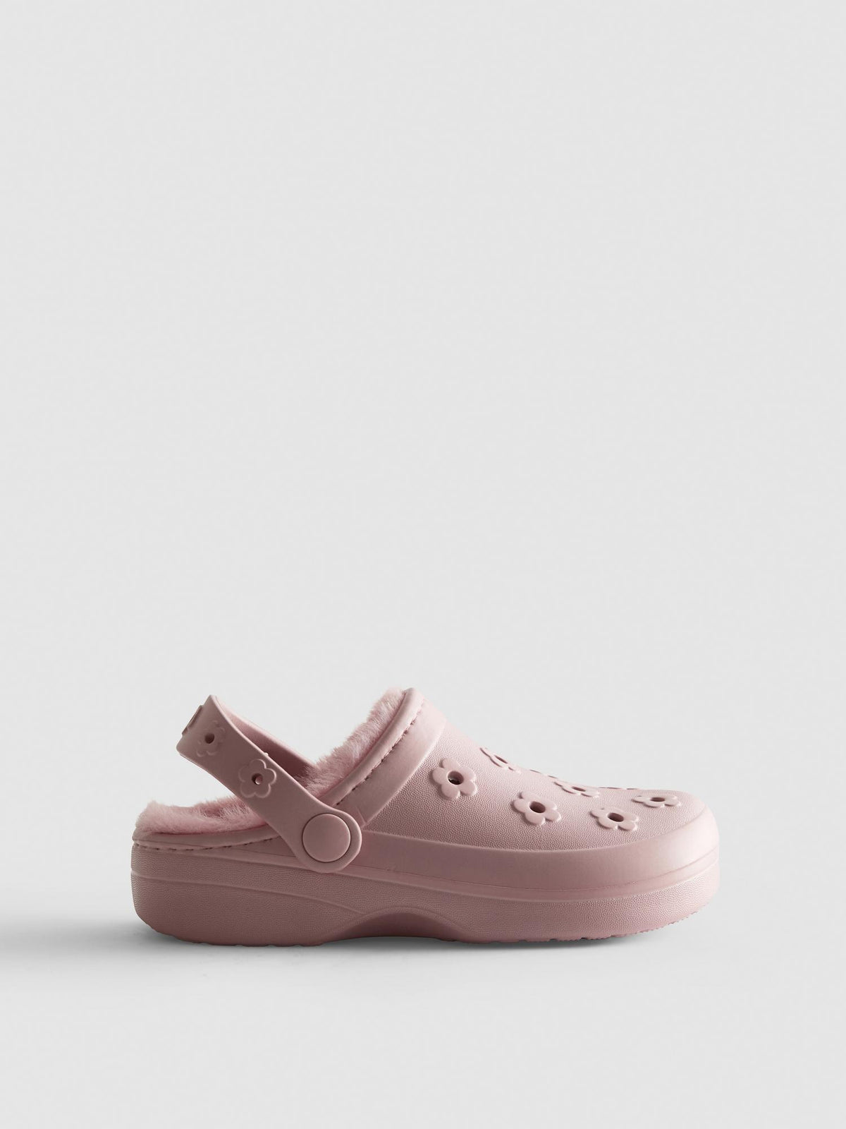 Faux Fur Lined Clog Slippers - Pink