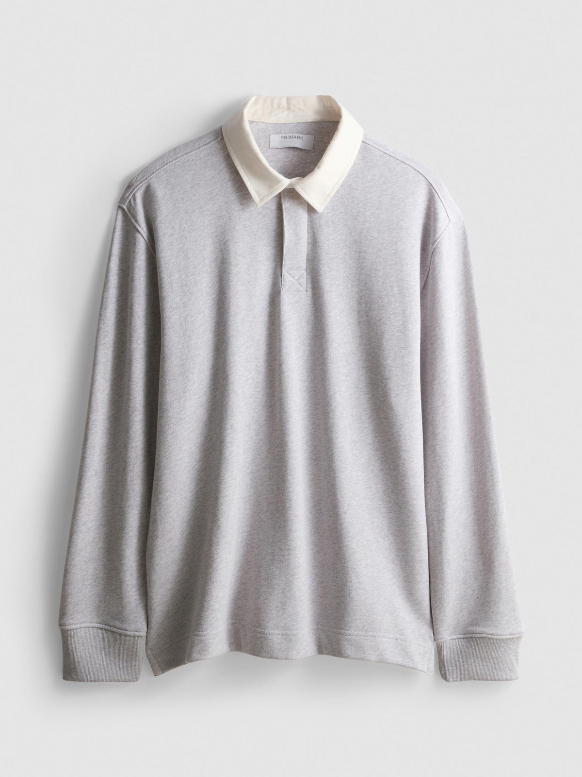 Contrast Collar Long Sleeve Rugby Shirt - Grey