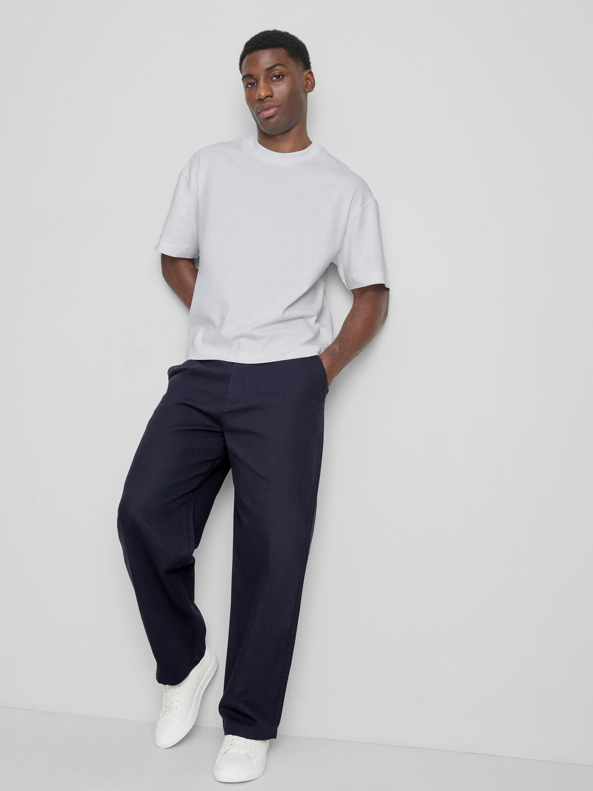 Mid Rise Chino Trousers - Navy