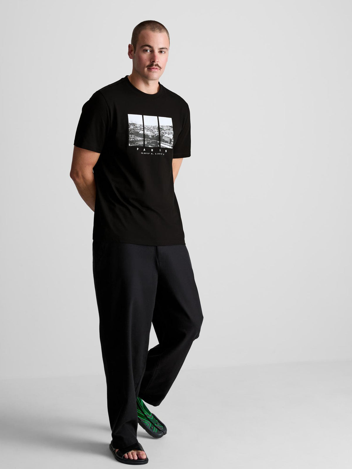 Paris Pure Cotton Graphic T-Shirt - Black