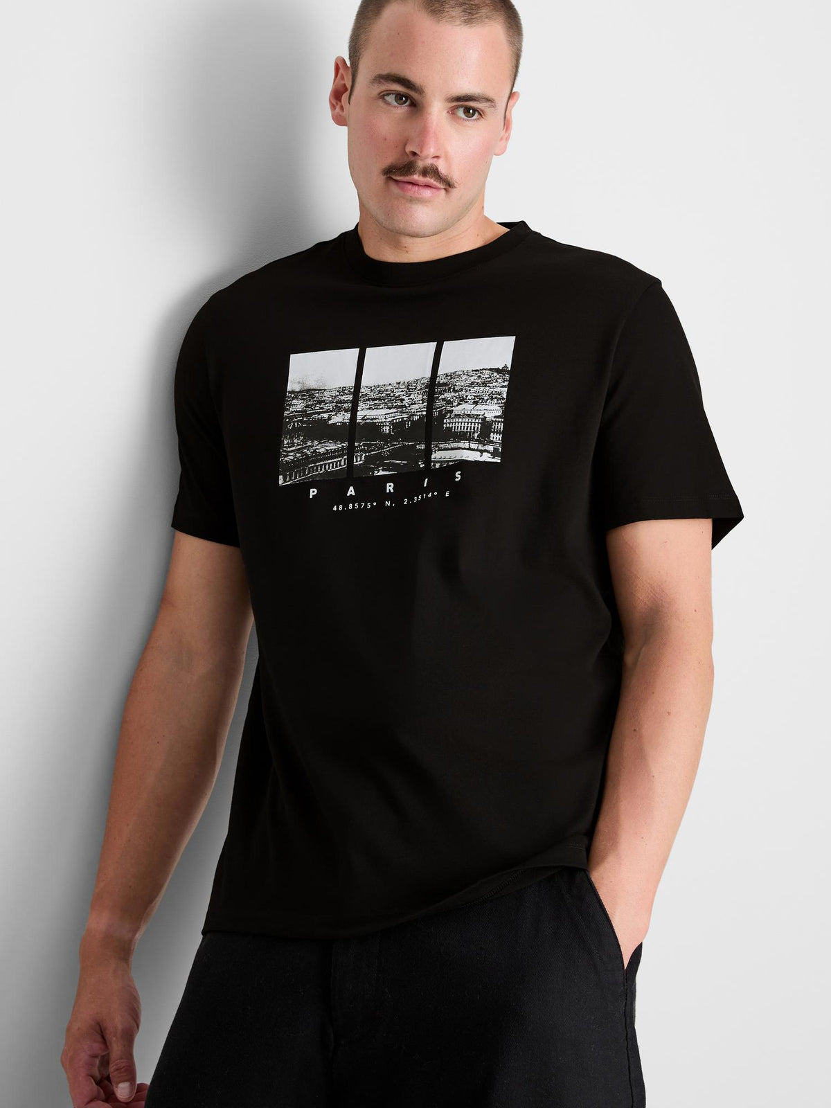Paris Pure Cotton Graphic T-Shirt - Black