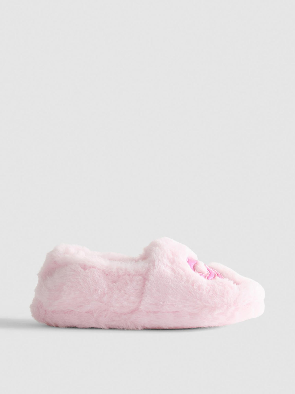 Fluffy Bow Cupsole Slippers - Pink