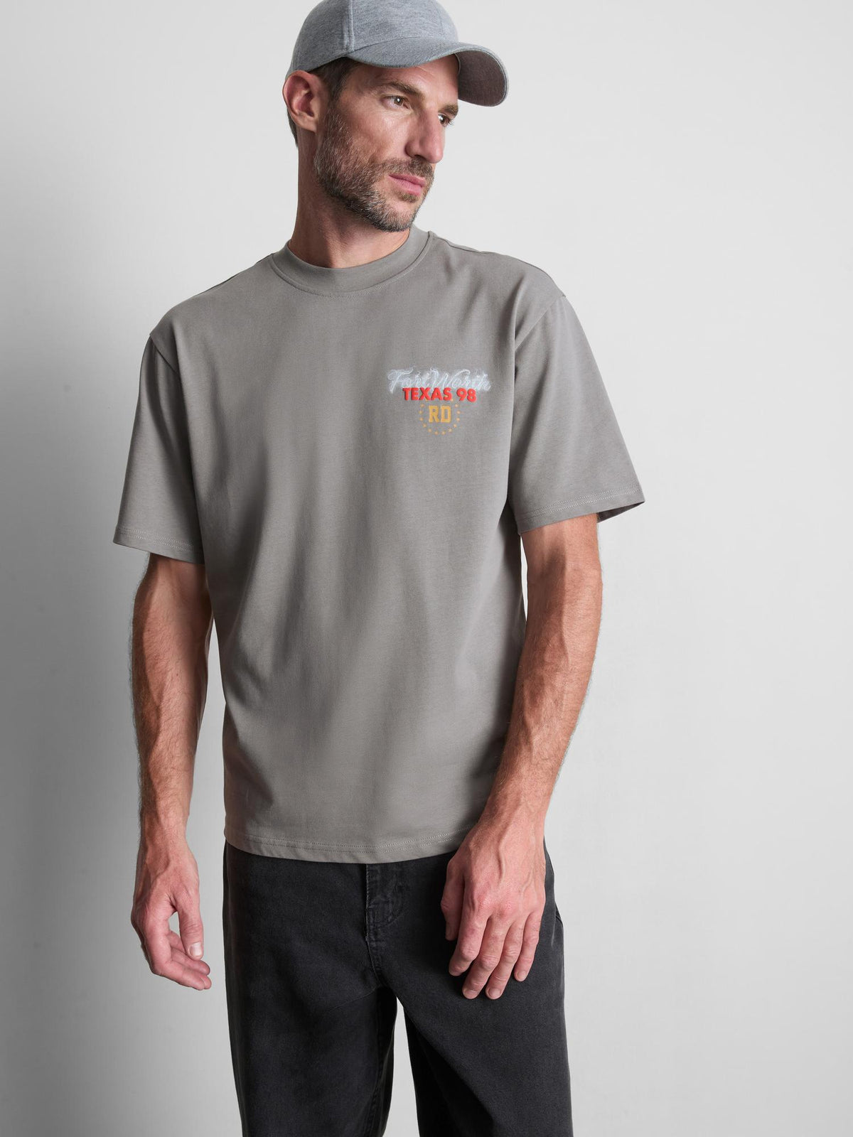Pure Cotton Texas 98 Graphic T-Shirt - Grey