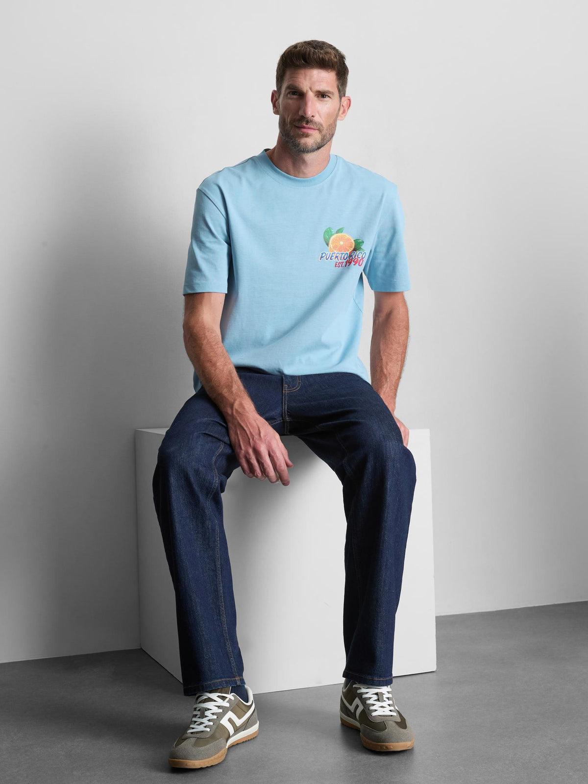 Pure Cotton Puerto Rico Graphic T-Shirt - Blue