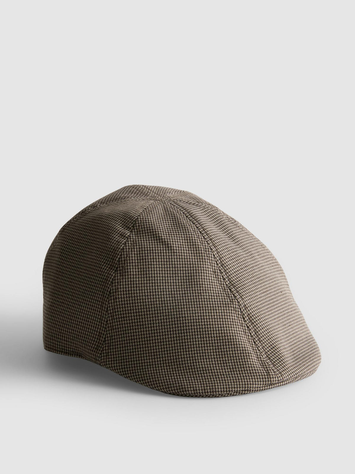 Panelled Check Flat Cap - Brown