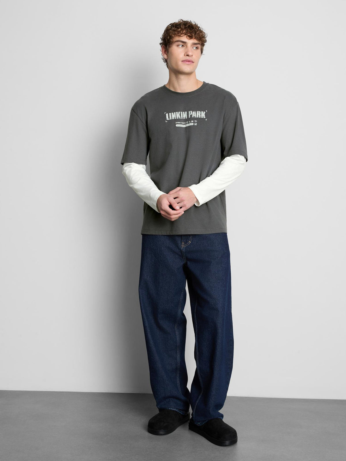 Linkin Park Pure Cotton Layered Band T-Shirt - Dark Grey