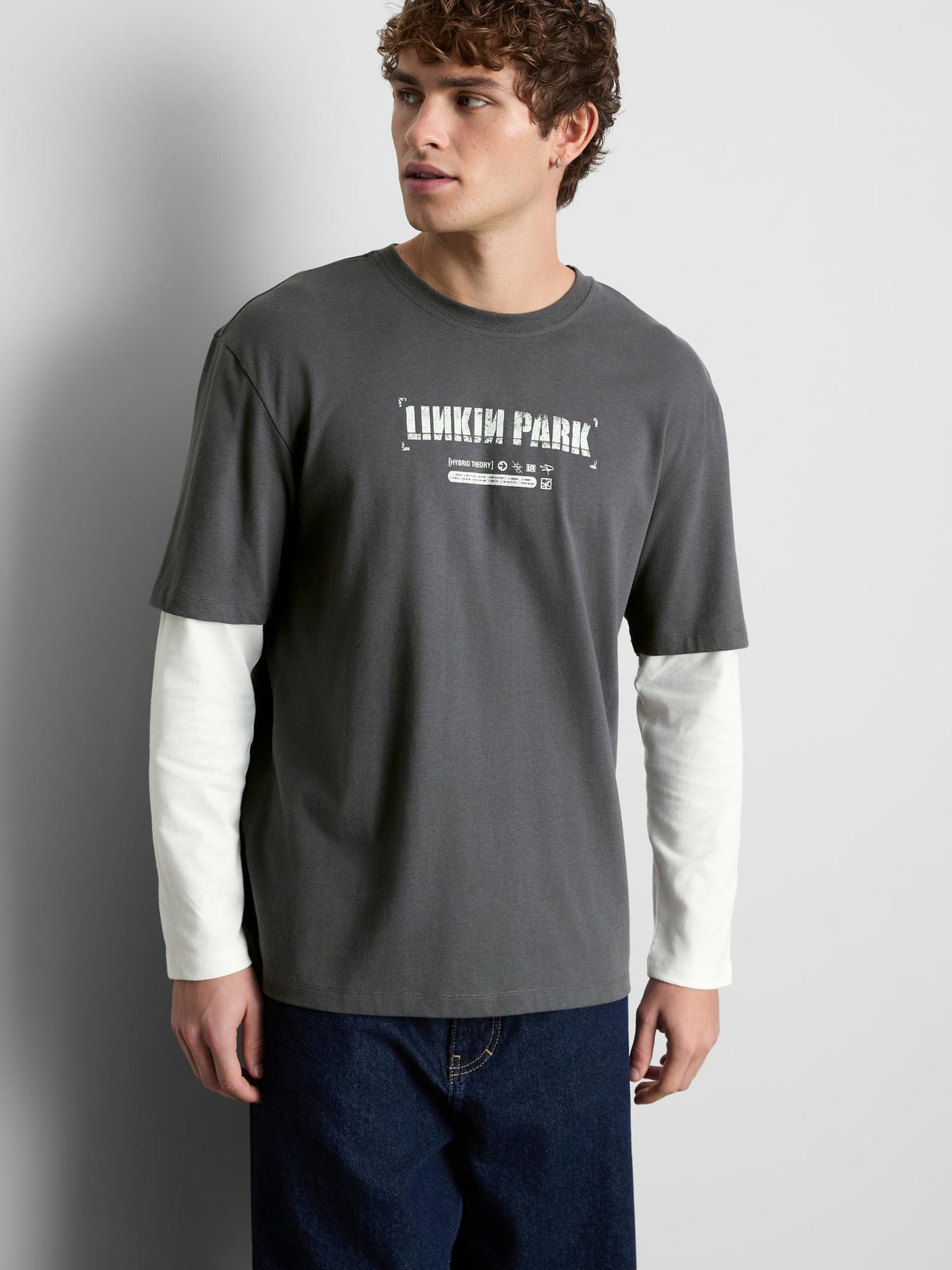 Linkin Park Pure Cotton Layered Band T-Shirt - Dark Grey