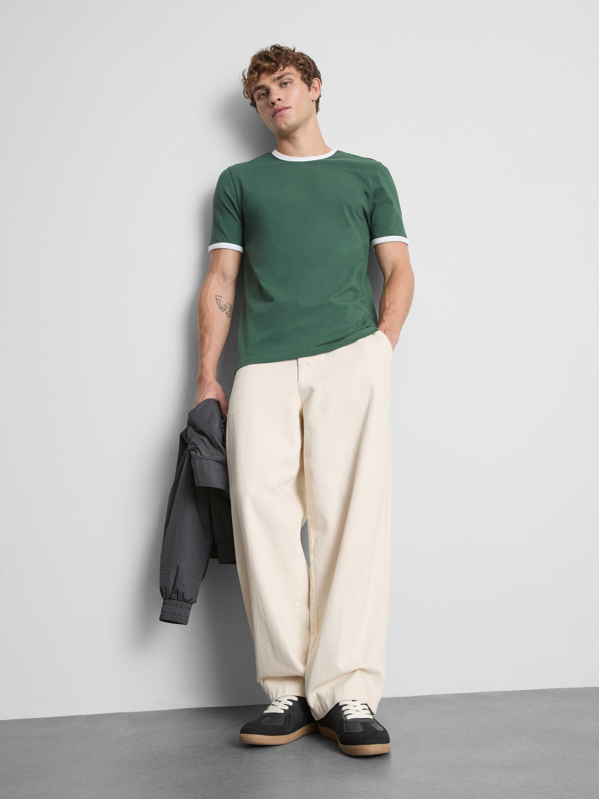 Cotton Rich Ringer T-Shirt - Green