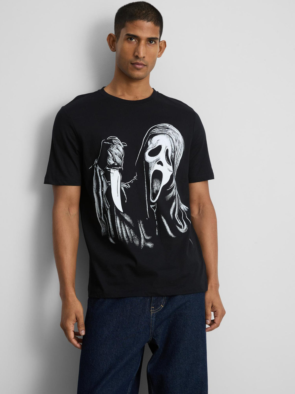 Ghostface Pure Cotton Graphic T-Shirt - Black