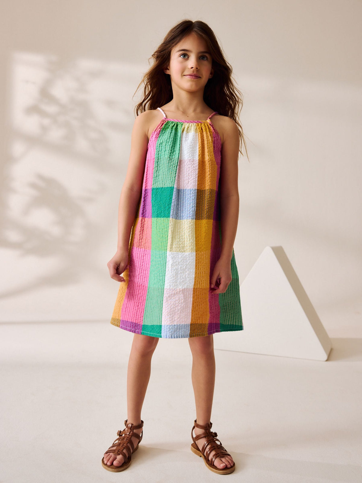 Rainbow Check 100% Cotton Summer Dress (3-16yrs)