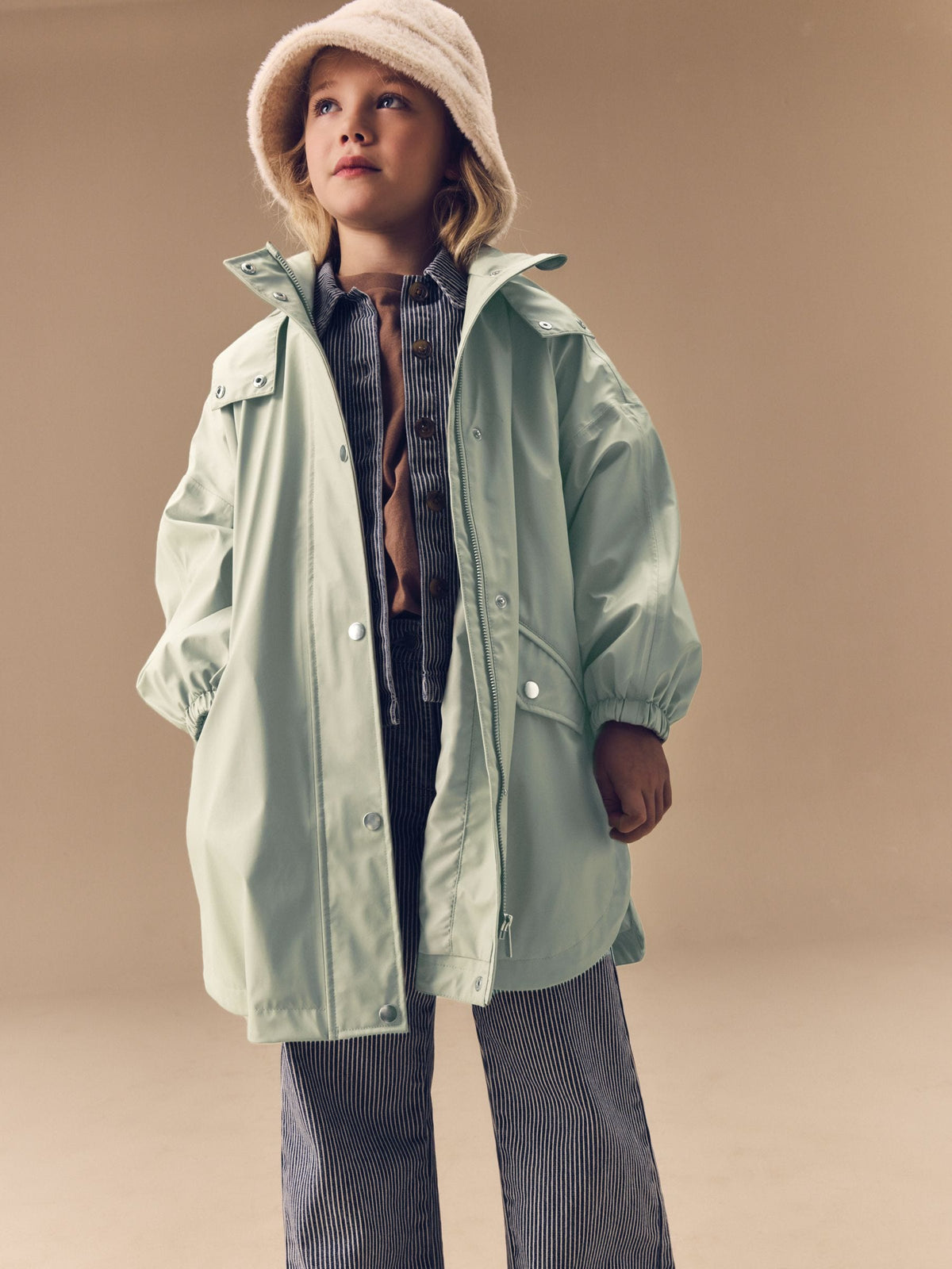 Sage Green Waterproof Rubber Trench Coat (3-16yrs)