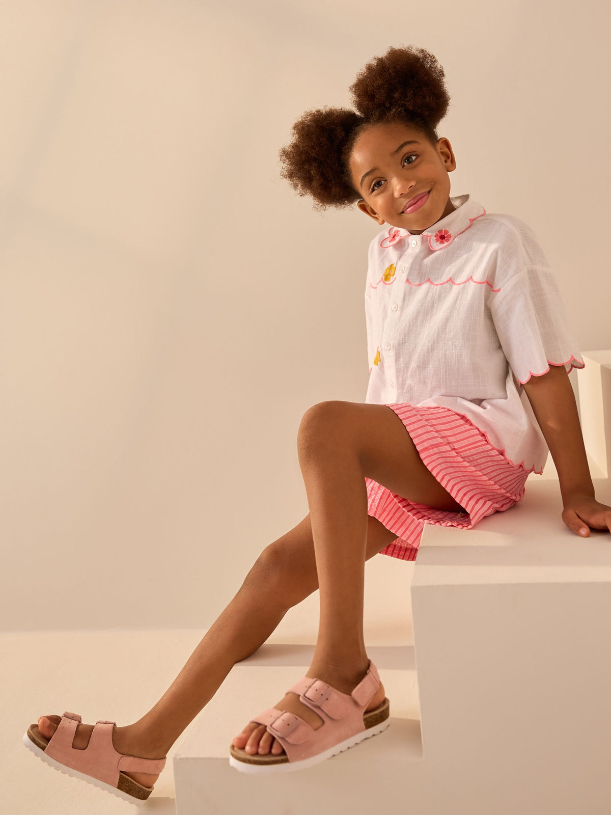 White Embroidered 100% Cotton Shirt (3-16yrs)
