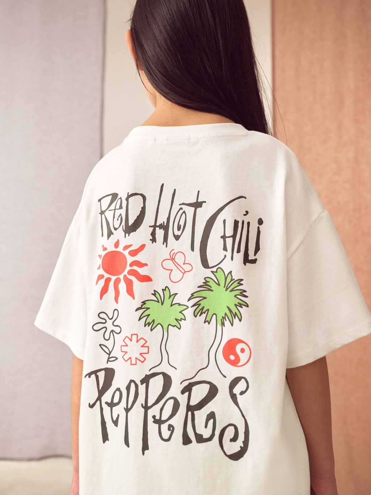 White Oversized Red Hot Chili Peppers Band T-Shirt (3-16yrs)