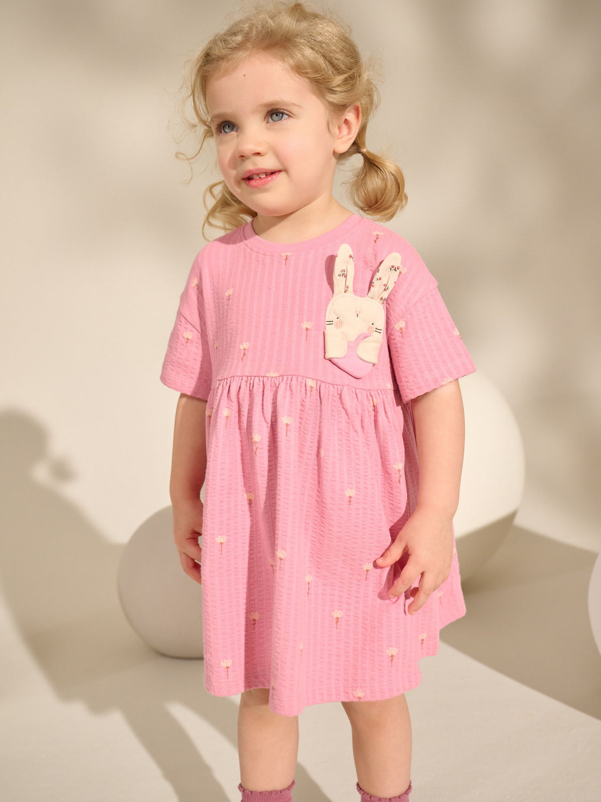 Pink Bunny Short Sleeve Jersey Summer Dress (3mths-7yrs)
