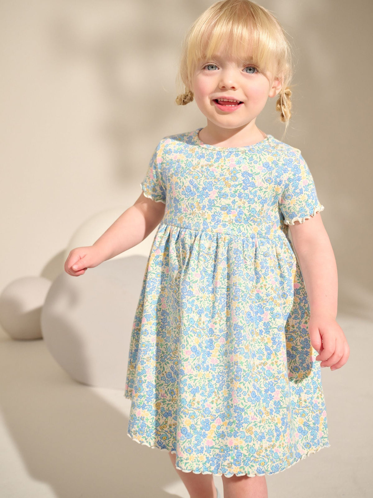 Blue Short Sleeve Jersey Summer Dress (3mths-7yrs)
