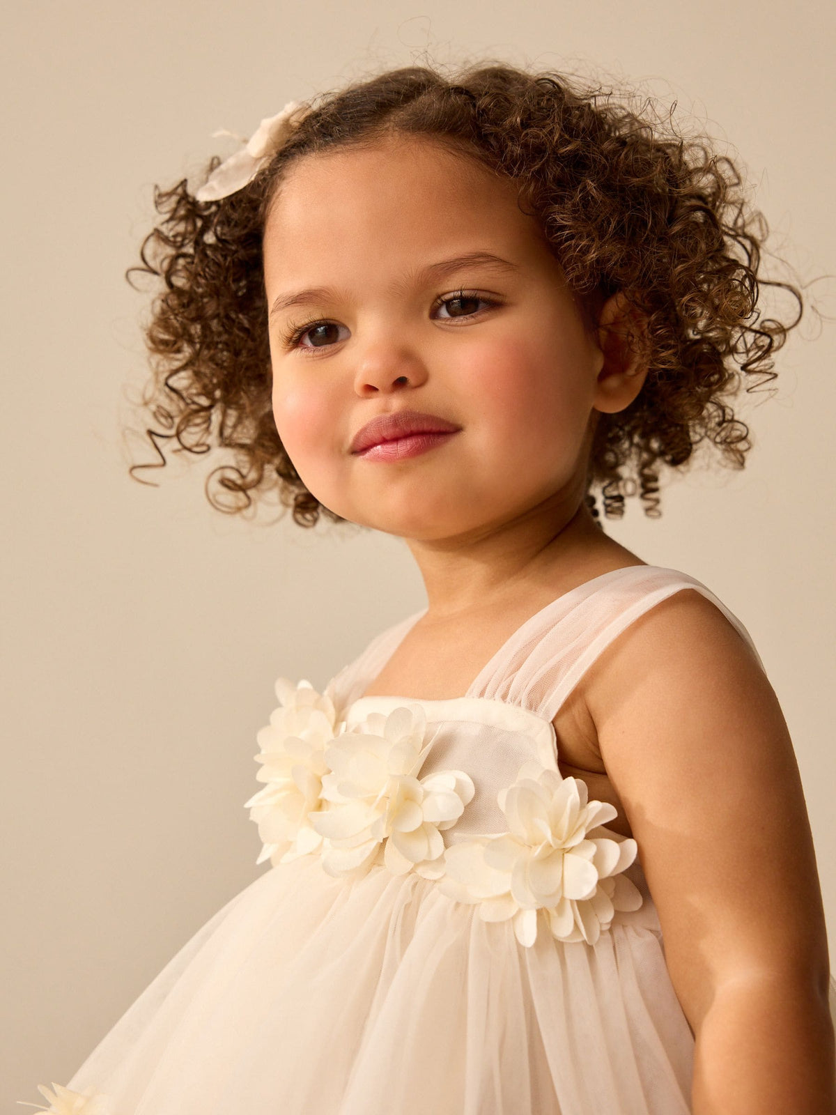 Ecru White Sleeveless Mesh Party Dress (3mths-7yrs)