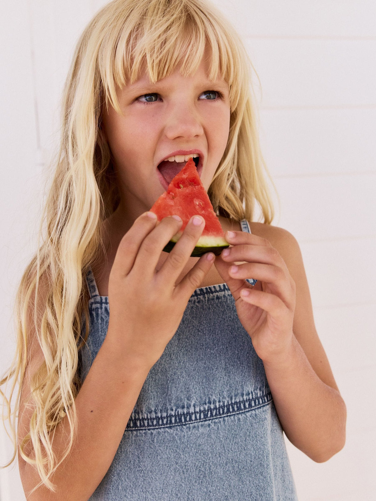 Blue 100% Cotton Strappy Denim Dress (3-16yrs)