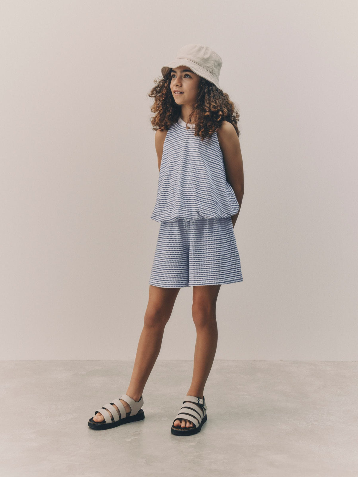 Blue Puffball Crochet 100% Cotton Top and Shorts Set (3-16yrs)