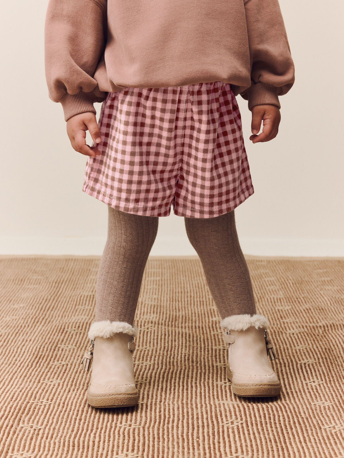 Pink Gingham Corduroy Shorts and Tights Set (3mths-7yrs)