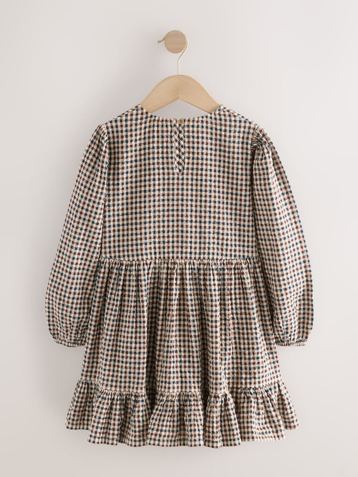 Neutral Gingham Tiered Dress (3-16yrs)