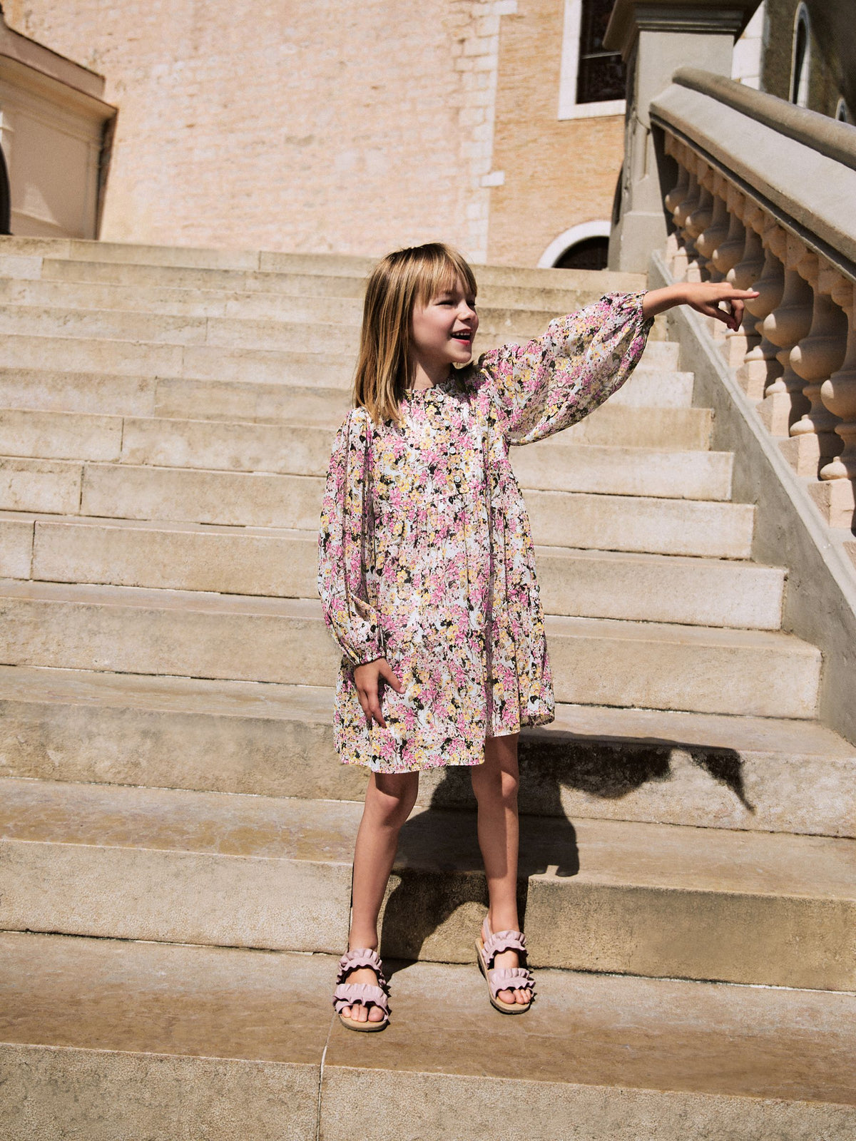 Sage Green Ditsy Tiered Dress (3-16yrs)