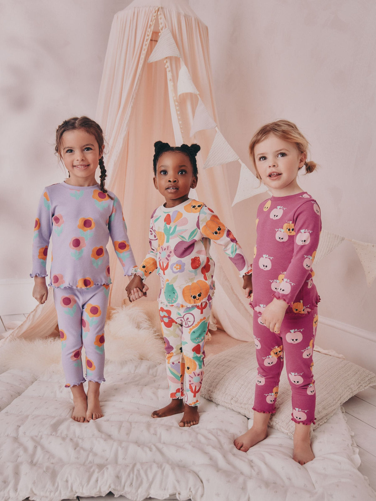 Purple Pumpkin Print Pumpkin Snuggle Pyjamas 3 Pack (9mths-10yrs)