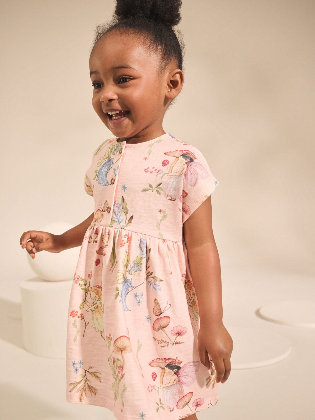 Cream Fairy Short Sleeve Jersey Summer Dress (3mths-7yrs)