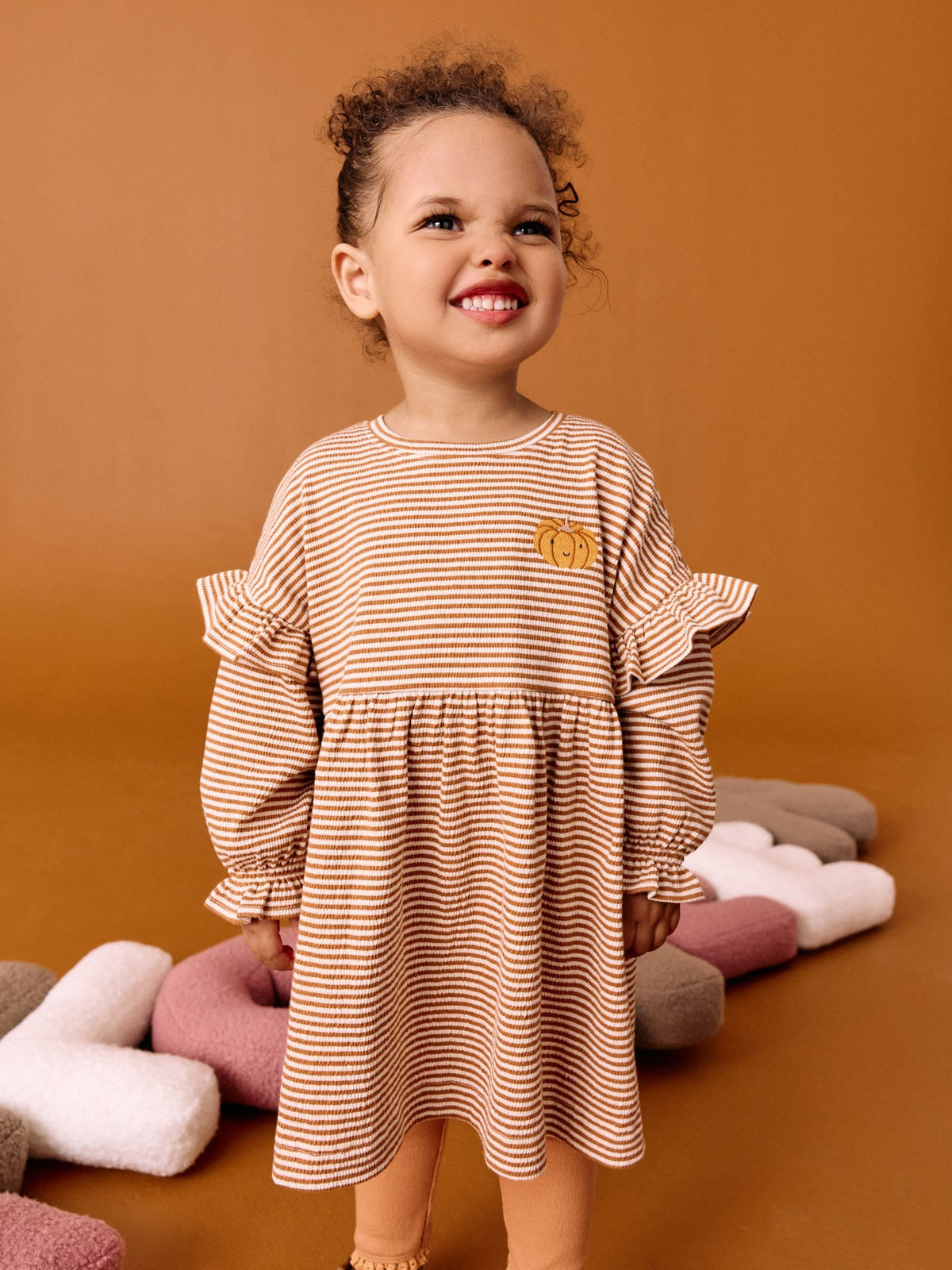Orange Pumpkin Long Sleeve Dress and Leggings Set (3mths-7yrs)