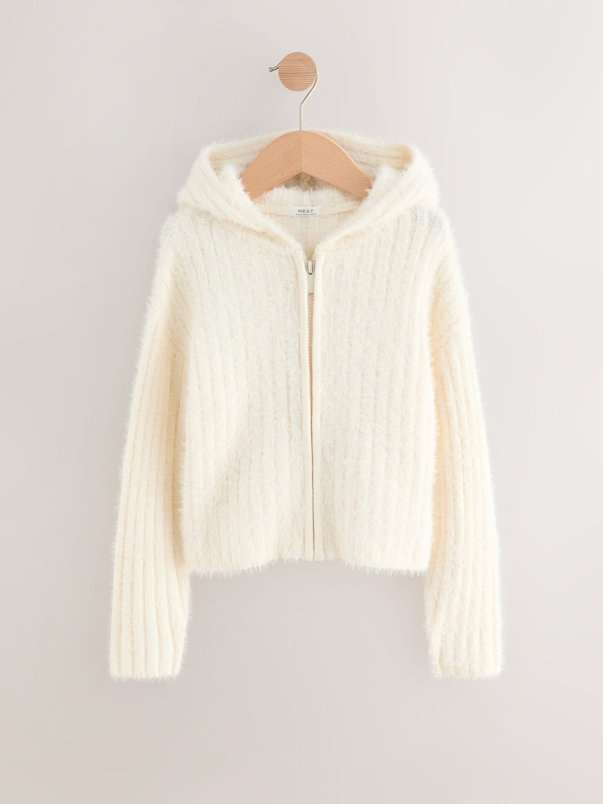 Ecru Fluffy Zip Through Hoodie (3-16yrs)