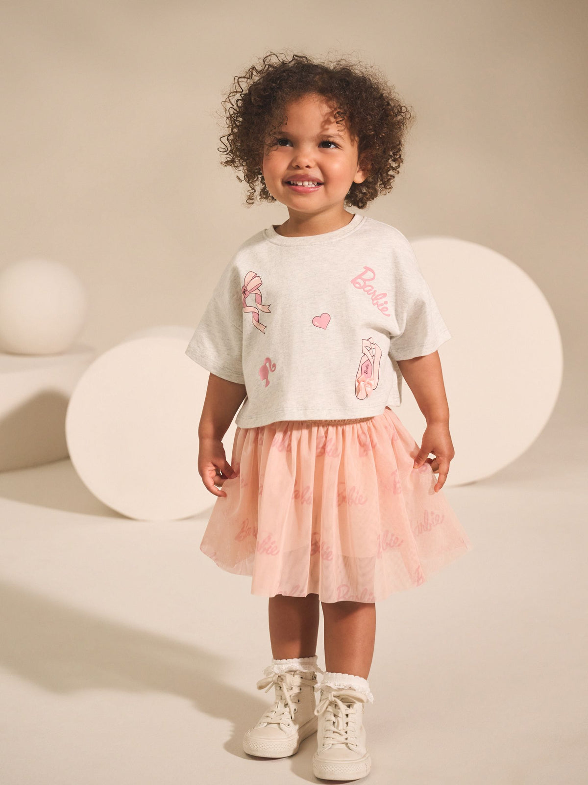 Pink/Grey Barbie T-Shirt & Skirt Set (3mths-7yrs)