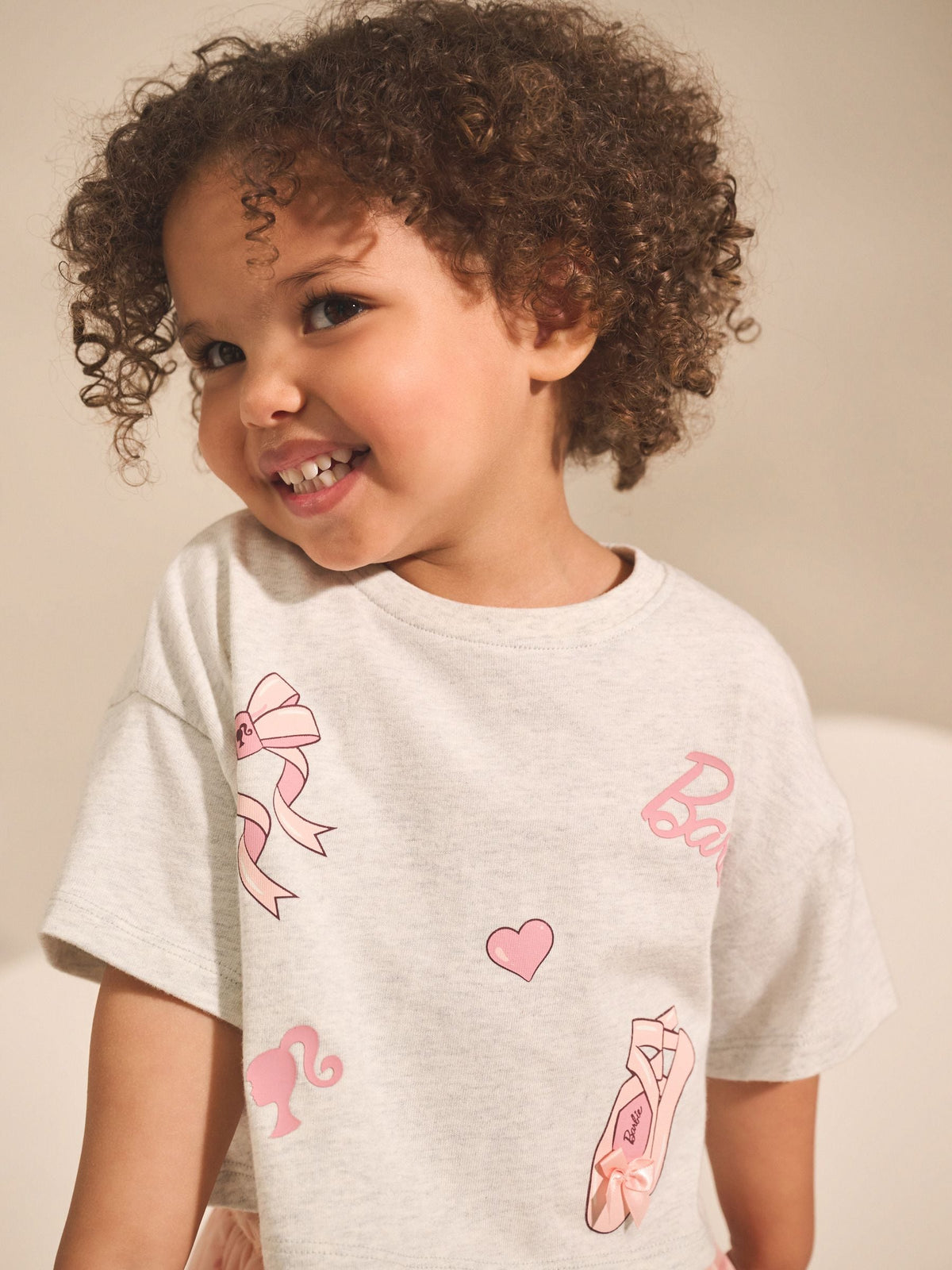 Pink/Grey Barbie T-Shirt & Skirt Set (3mths-7yrs)