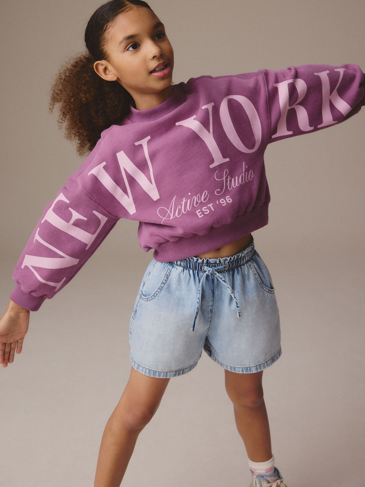 Berry Pink Slogan Varsity Sweatshirt (3-16yrs)