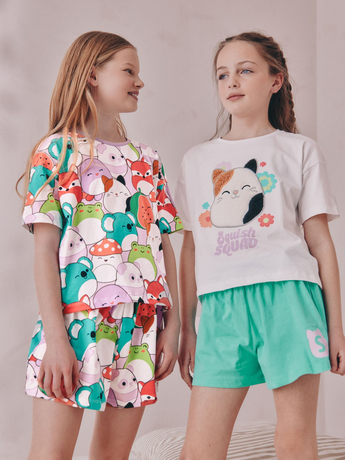 Pink/Green Squishmallows 100% Cotton Short Pyjamas 2 Pack (5-14yrs)