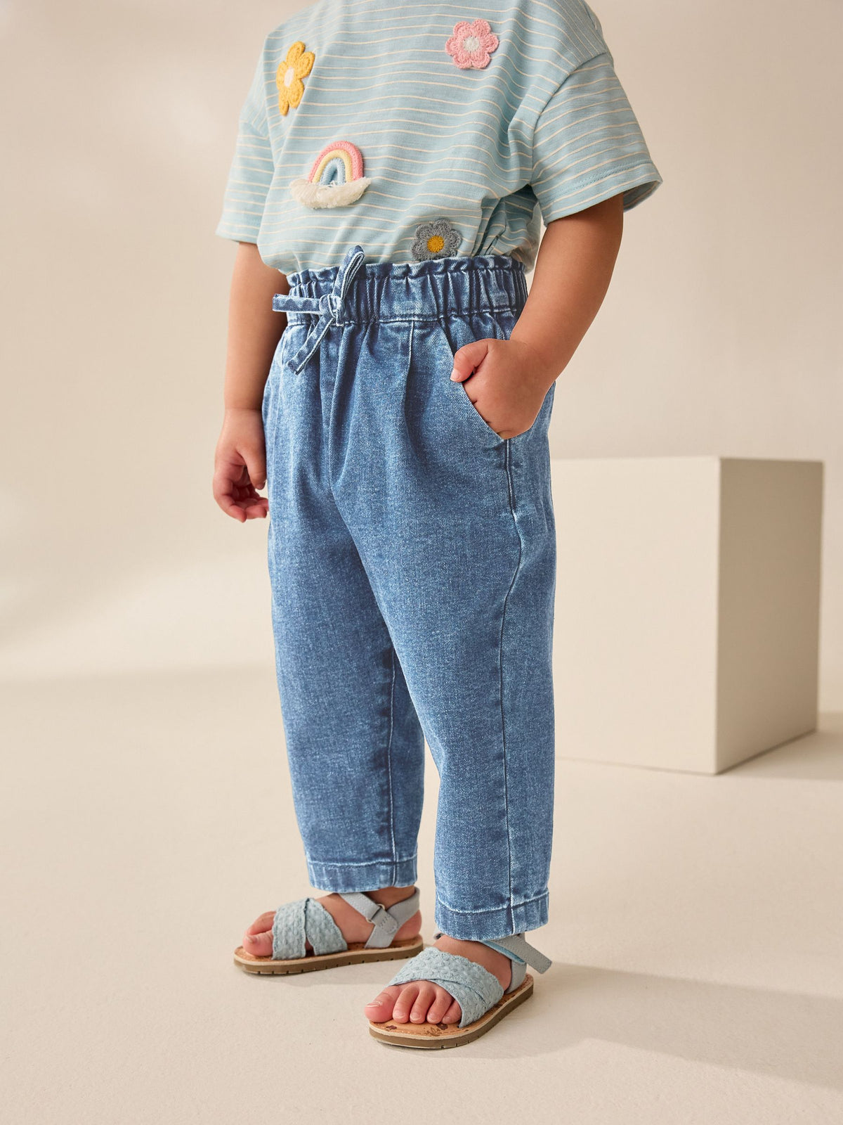 Light Wash Tie Waist Jeans (3mths-7yrs)