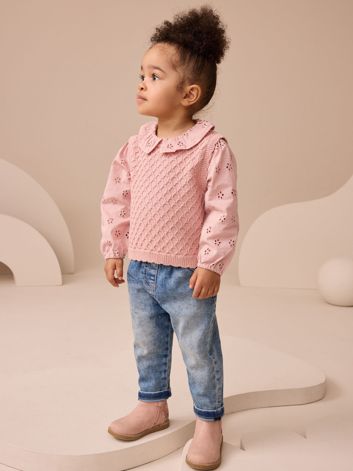 Pink Mock Layer Knit Jumper (3mths-7yrs)