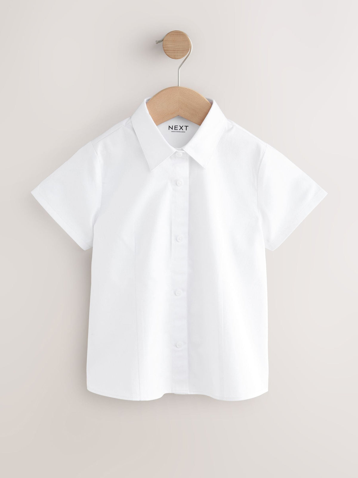 White Touch Fastening Cotton Rich Stretch Short Sleeve School Shirt (3-17yrs)