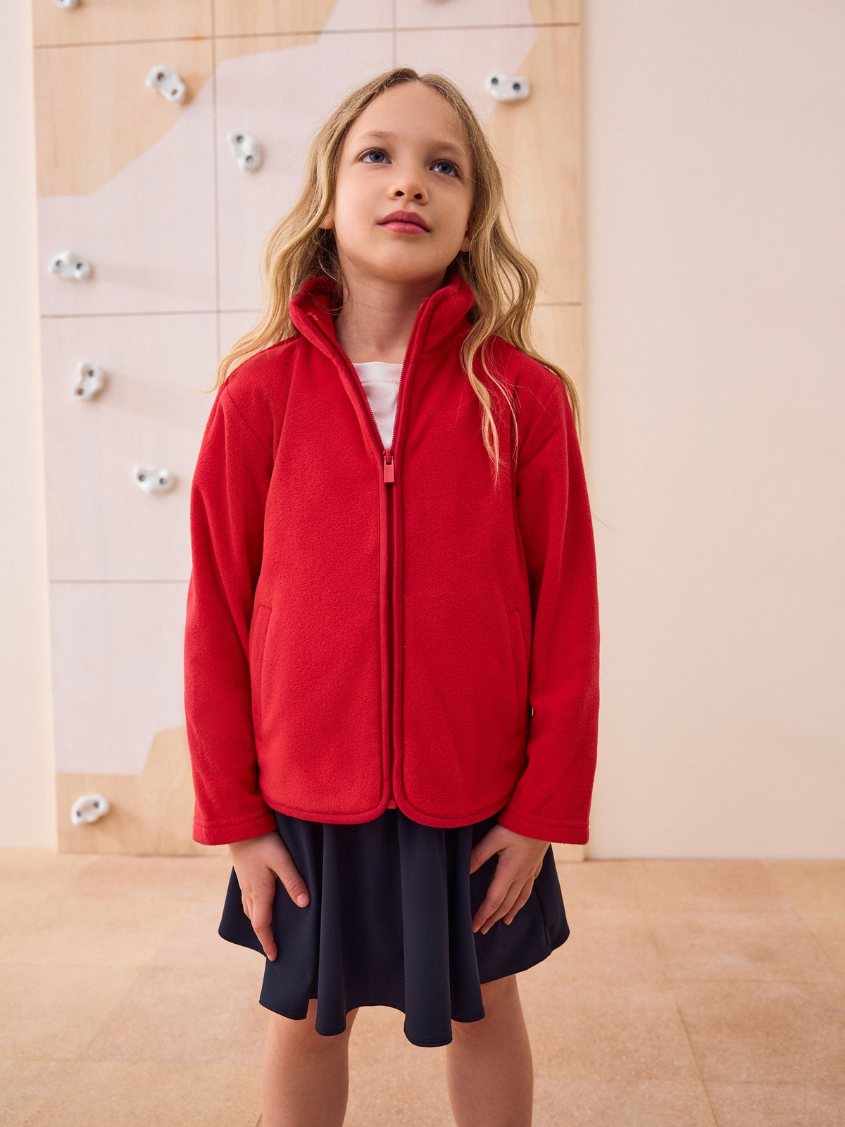 Red Zip-Up Fleece Jacket With Pockets (3-16yrs)