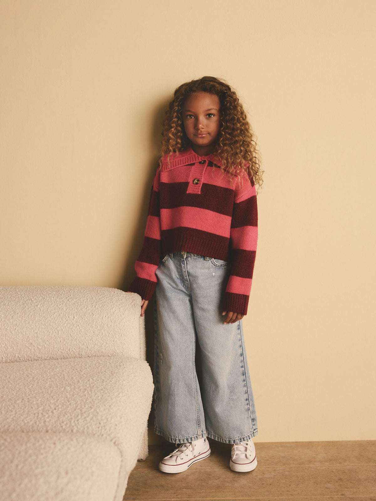Pink Stripe Collar Jumper (3-16yrs)