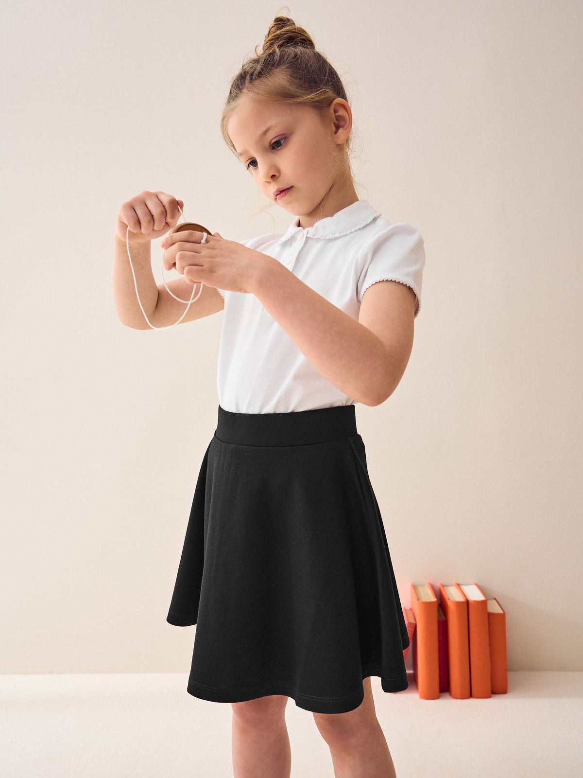 Black Pull-On School Skort with Jersey Stretch (3-17yrs)