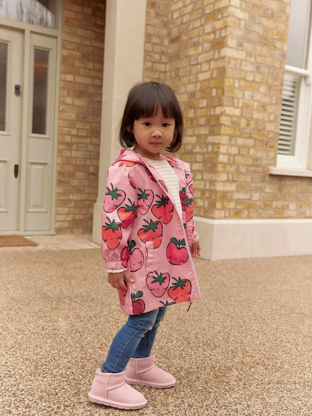 Pink Strawberry/Apple Shower Resistant Cagoule Jacket (3mths-7yrs)