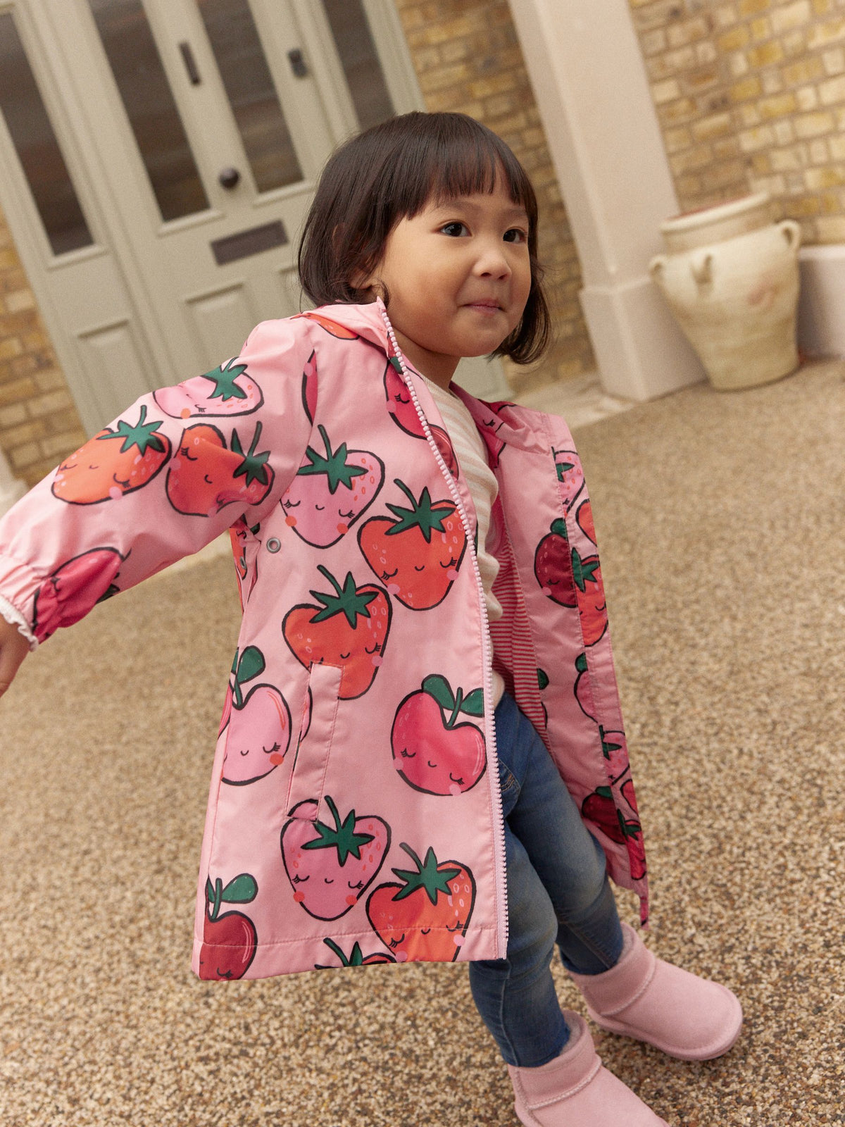 Pink Strawberry/Apple Shower Resistant Cagoule Jacket (3mths-7yrs)