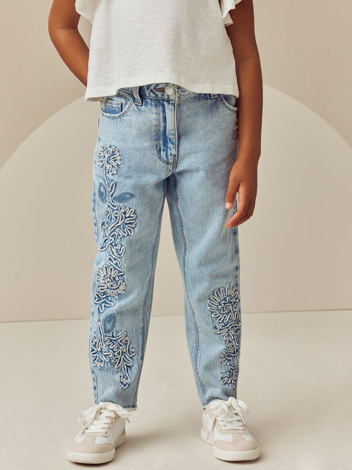 Light Blue Mom Cornelli 100% Cotton Jeans (3-16yrs)