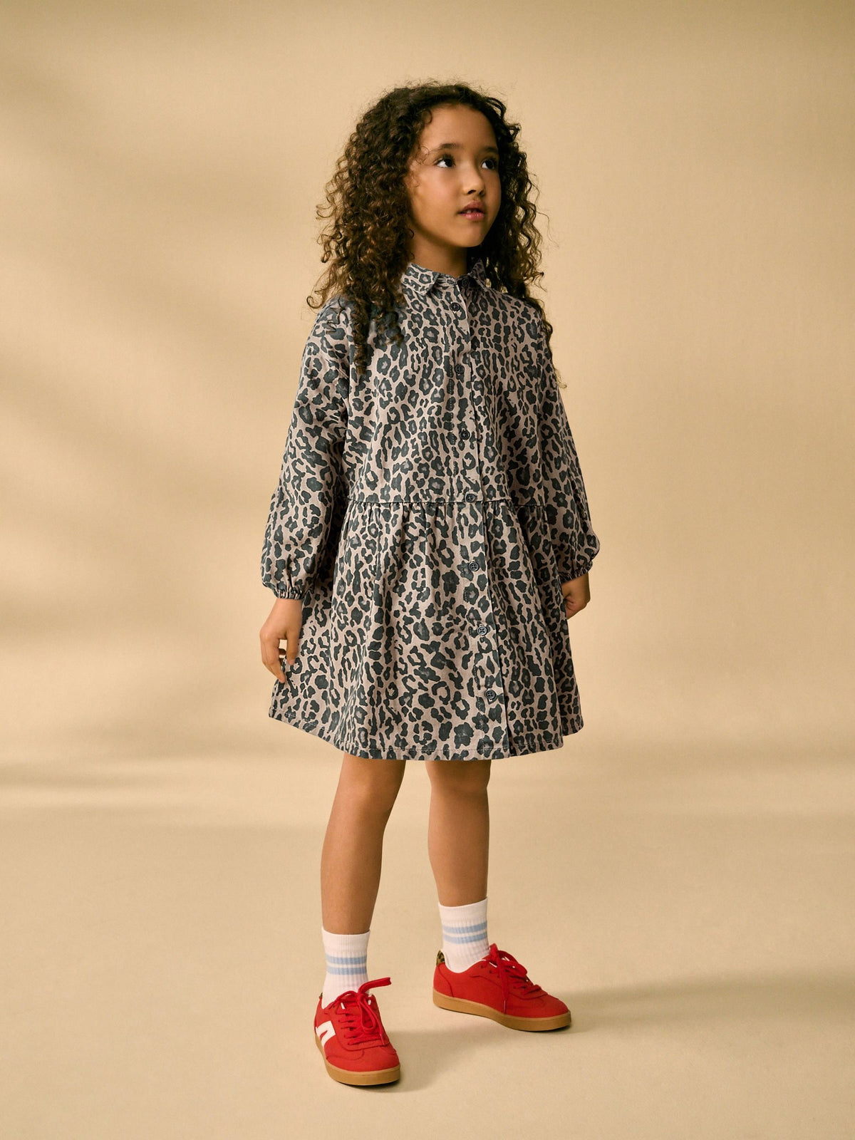 Animal Print Denim Shirt Dress (3-16yrs)