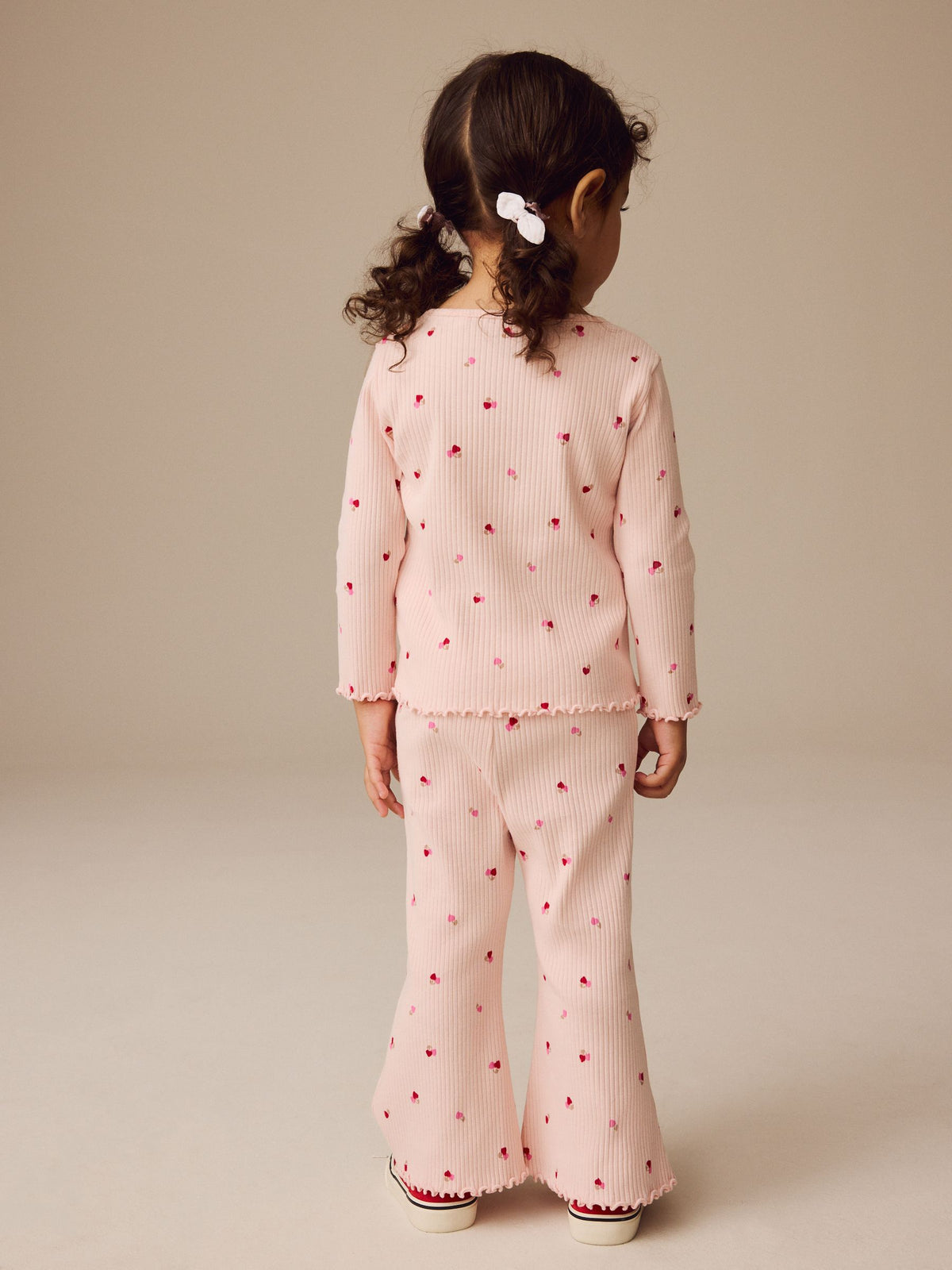 Pink Cherry Hearts Rib Long Sleeve T-Shirt (3mths-7yrs)