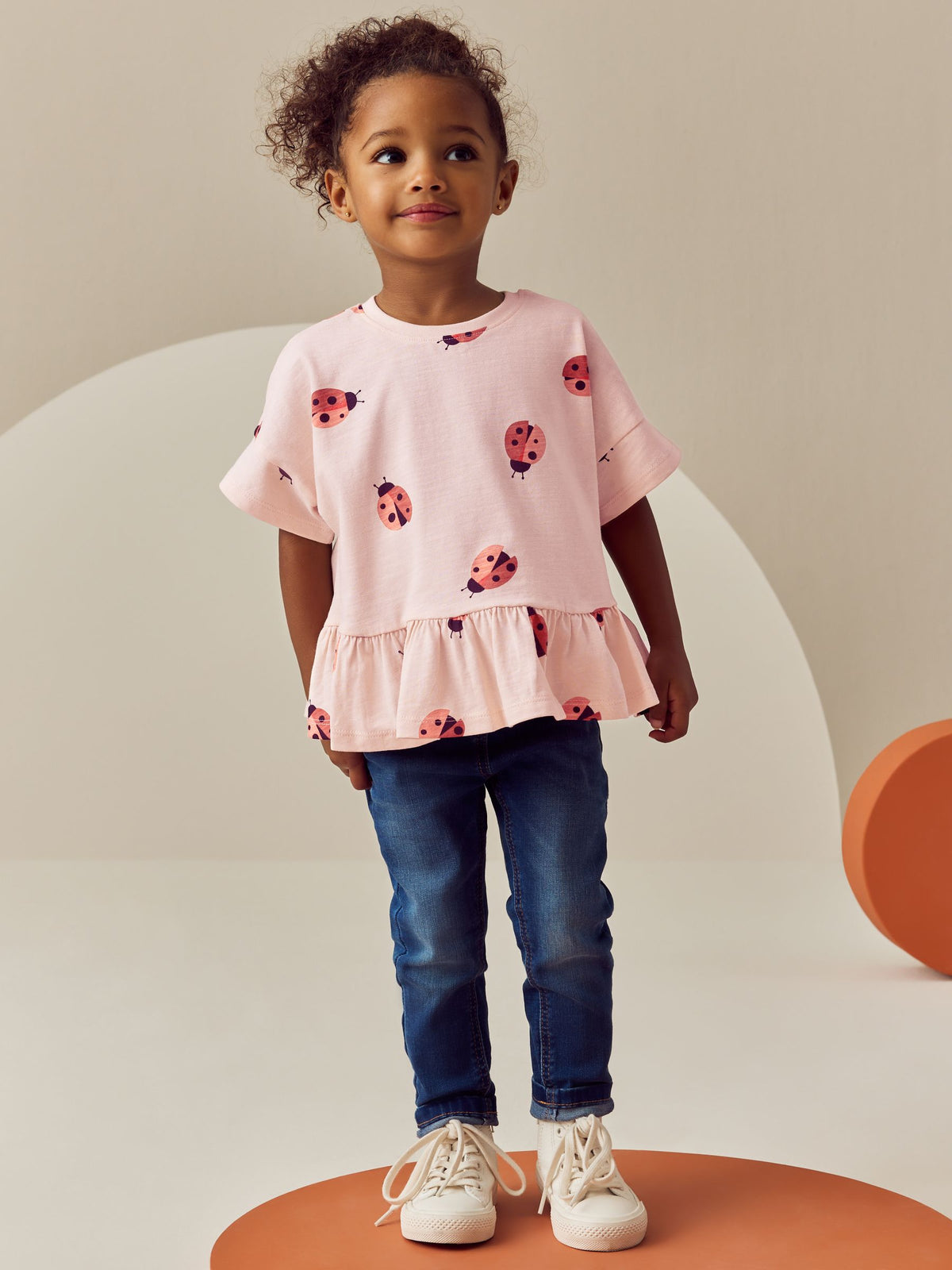 Pink Ladybird 100% Cotton Short Sleeve Peplum T-Shirt (3mths-7yrs)