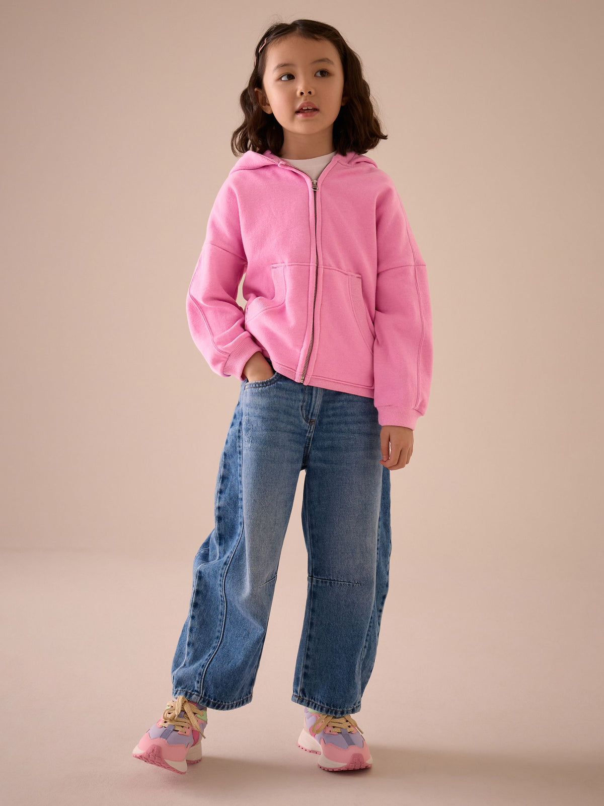 Blush Pink Zip Through Hoodie (3-16yrs)