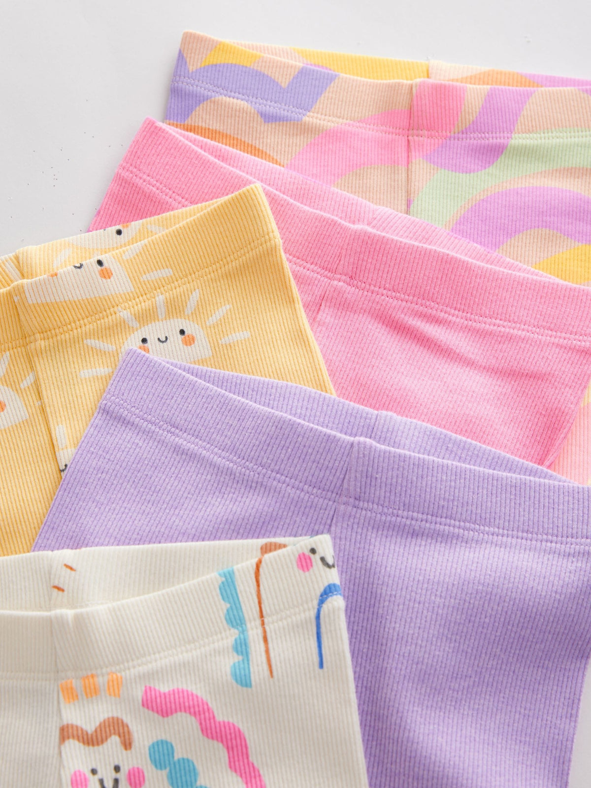 Rainbow Ribbed Cycle Shorts 5 Pack (3mths-7yrs)
