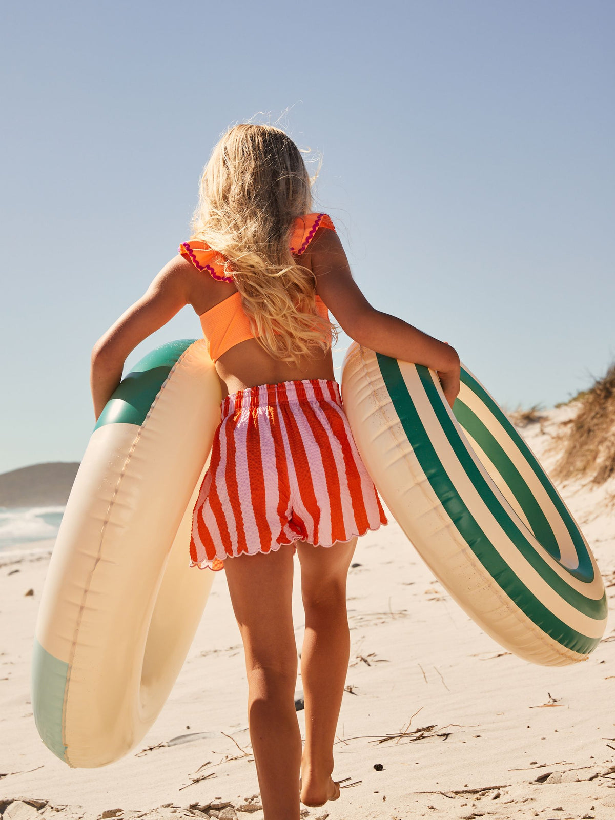 Purple/Orange Stripe Beach Shorts (3-16yrs)