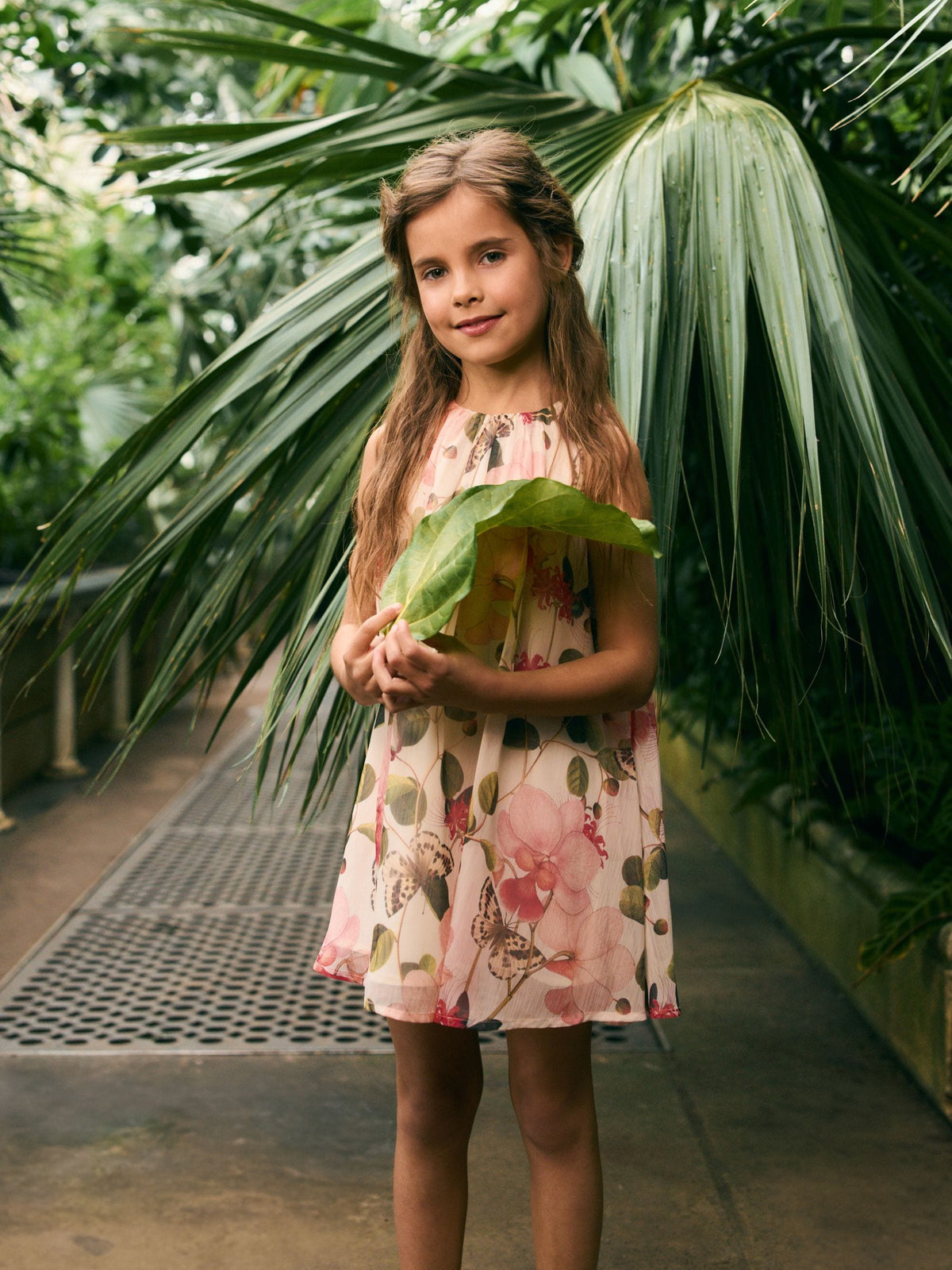 Cream Floral Kew Collection Chiffon Dress (3-16yrs)
