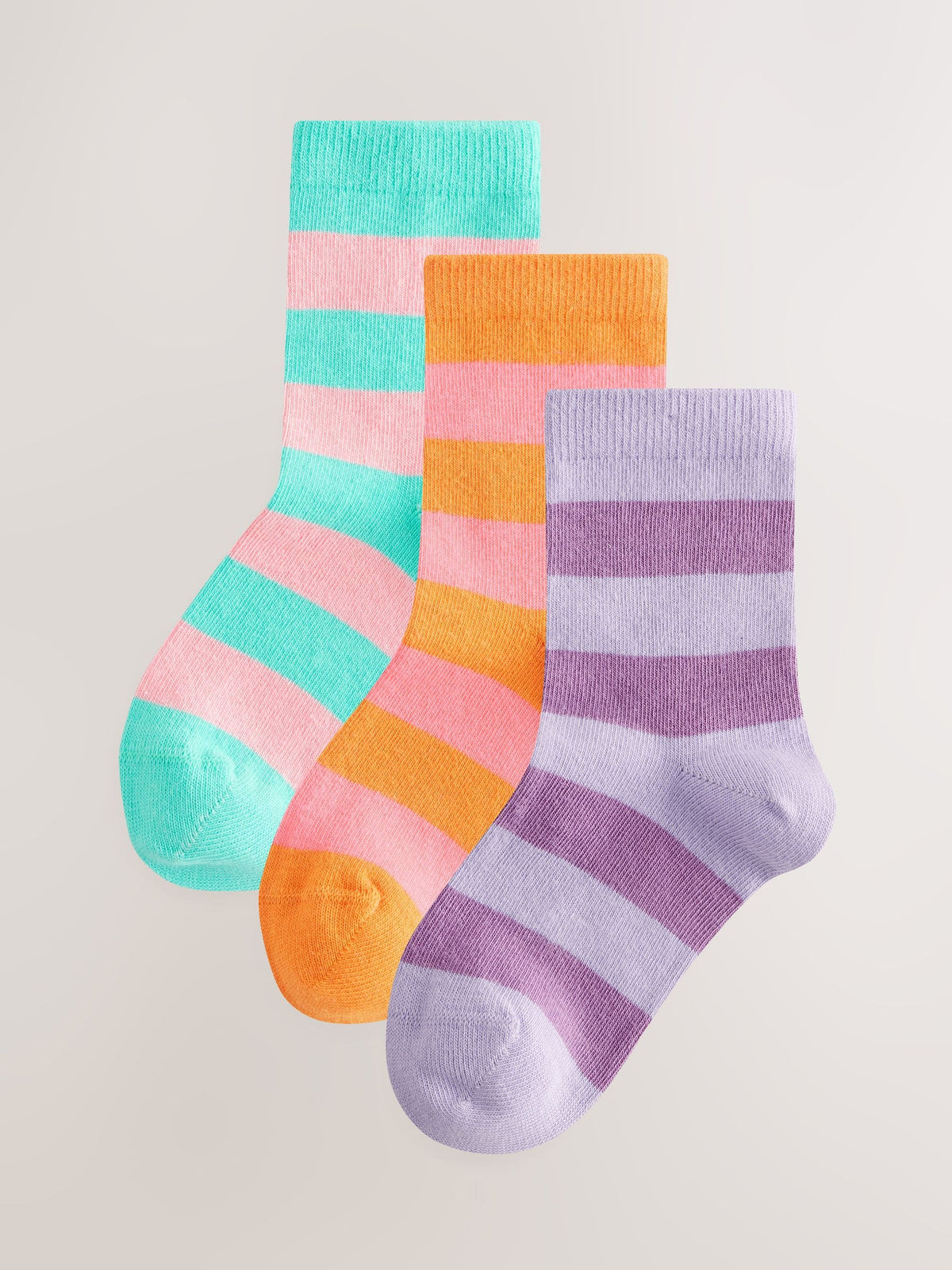 Multi 3 Pack Cotton Rich Stripe Ankle Socks